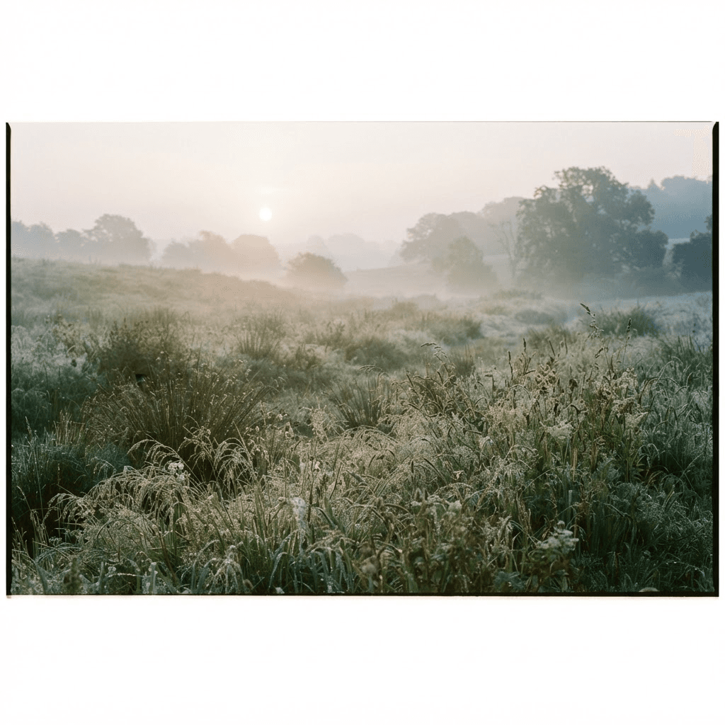 A meadow emerging in early morning light