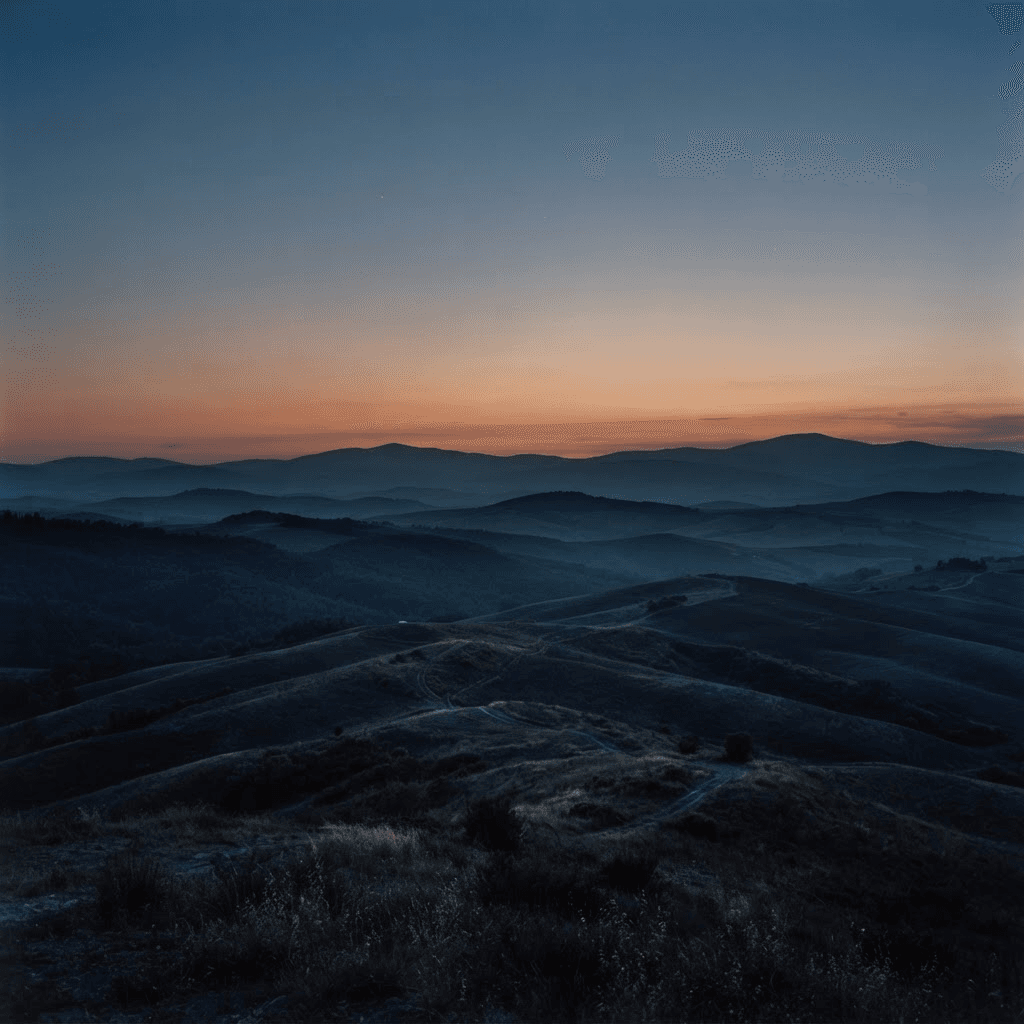 Layered hills fading into the horizon
